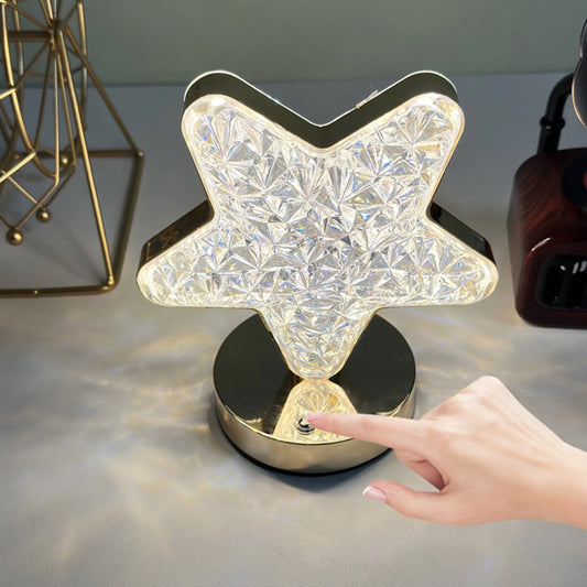 Star Crystal Diamond Touch Lamp – USB Rechargeable, 3-Way Dimmable Diwali Special