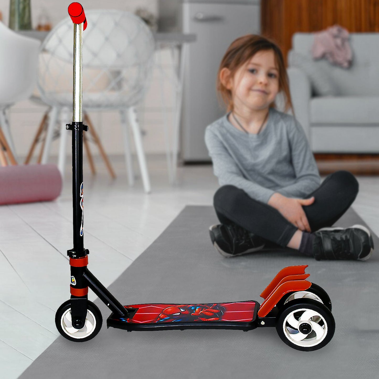 Basic Kids Ride On Leg Push Scooter for Boys and Girls (4 - 8 Years Old Kids) Foldable Scooter Cycle with Height Adjustment for Boys and Girls Multicolor (1 Pc / 3 Wheel)Â