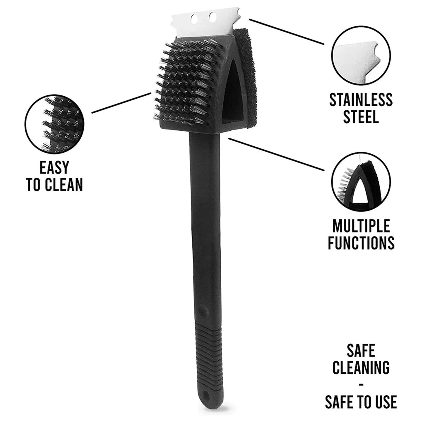 Black 2 Side Use Brush Scarp Cleaning Brush & Wire Brush for Garage Use