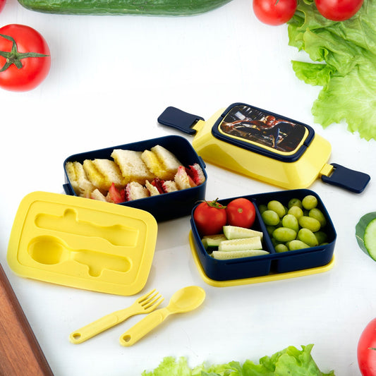 5621 Double Layer Lunch Box Stylish Lid Lunch Box With Fork & Spoon Lunch Box For Children School Lunch BoxÂ