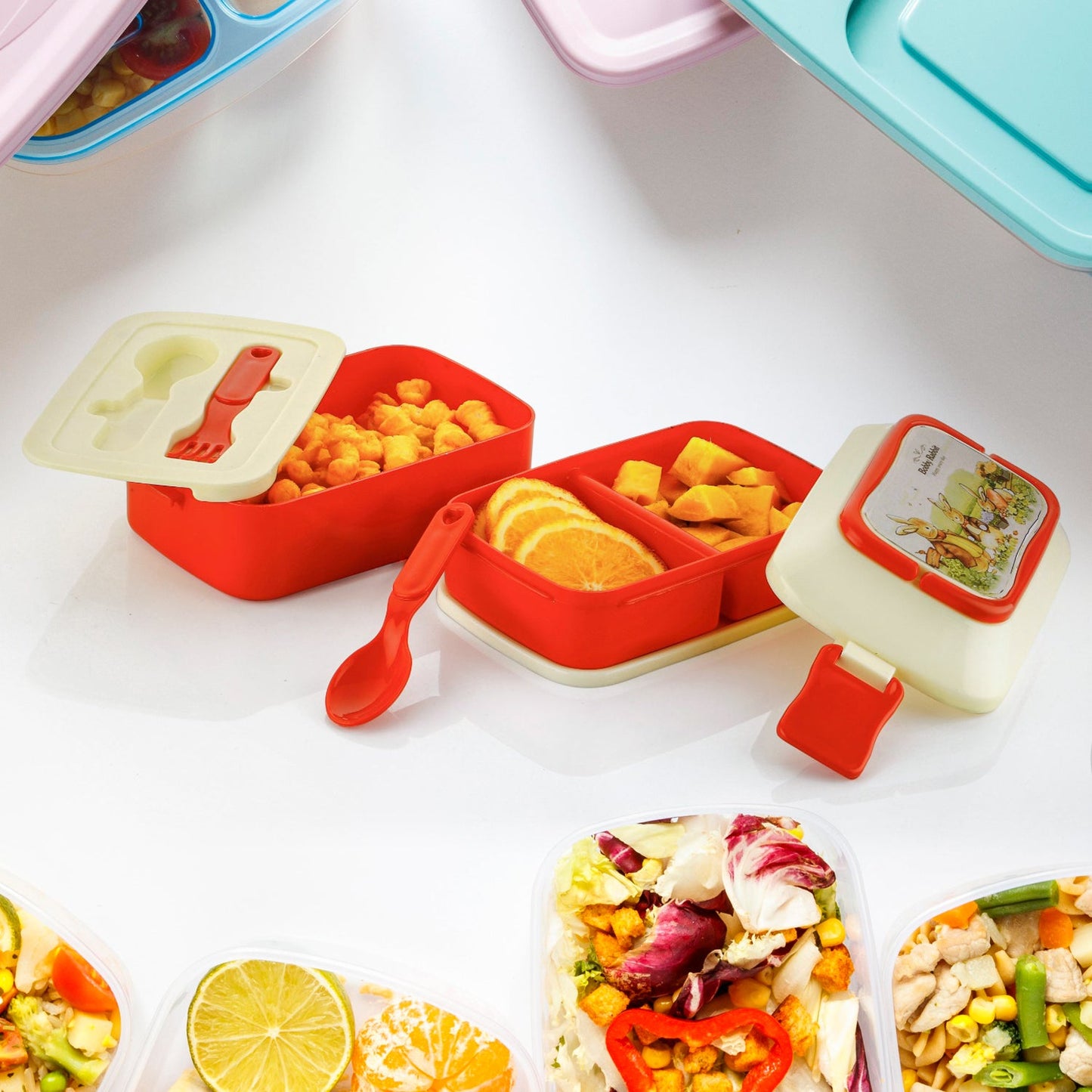 5621Â Double Layer Lunch Box Stylish Lid Lunch Box With Fork & Spoon Lunch Box For Children School Lunch BoxÂ