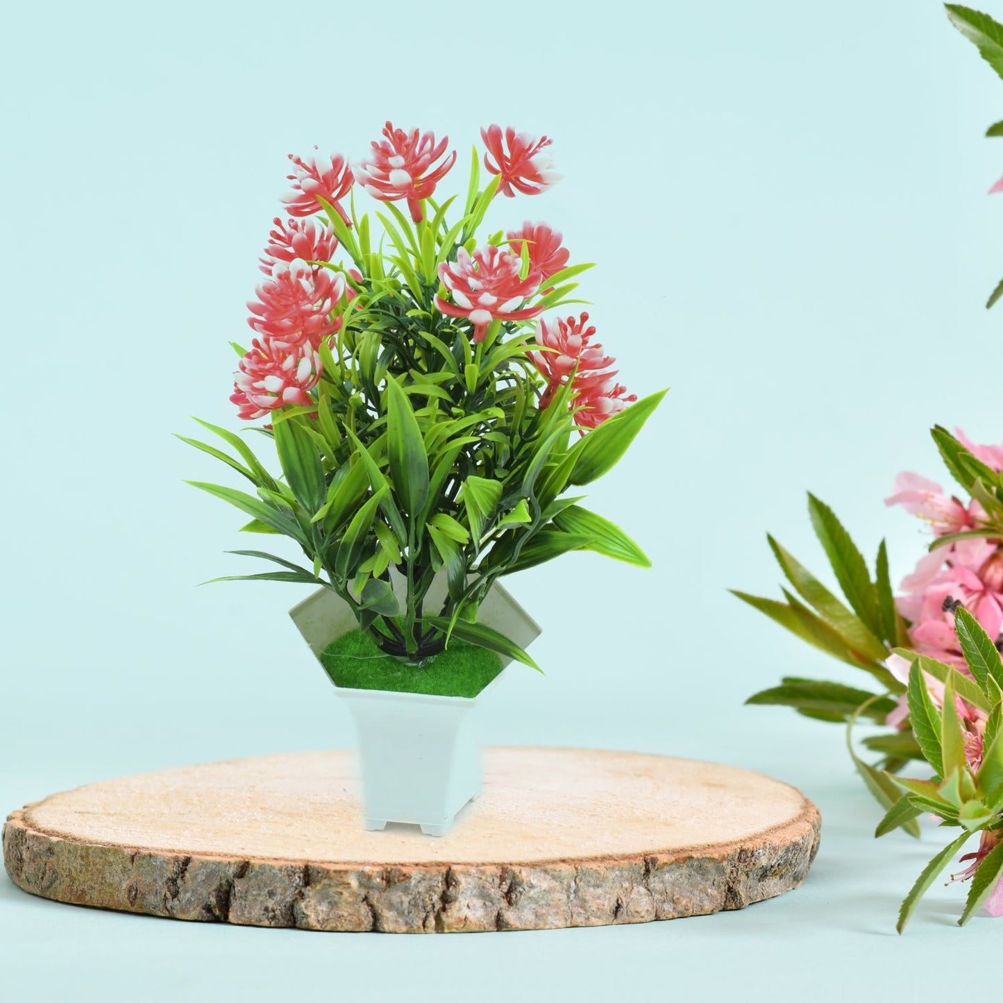 Wild Artificial Flower Plant for Home & Office Decor (1 Pc, Cute Pot) Diwali Special