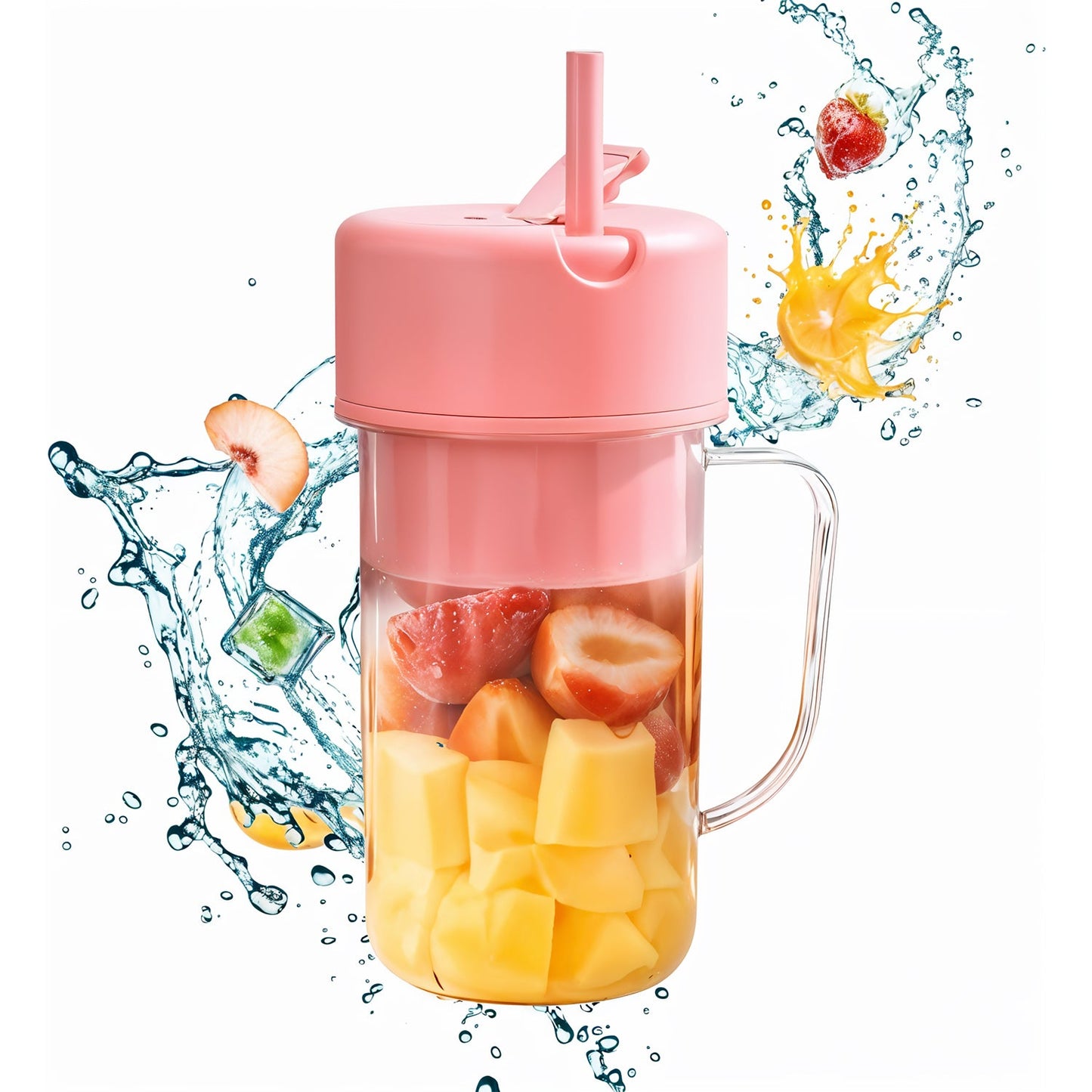 Portable Crusher Juicer With Handle & Straw, USB Rechargeable Multi Blades (420 ML)