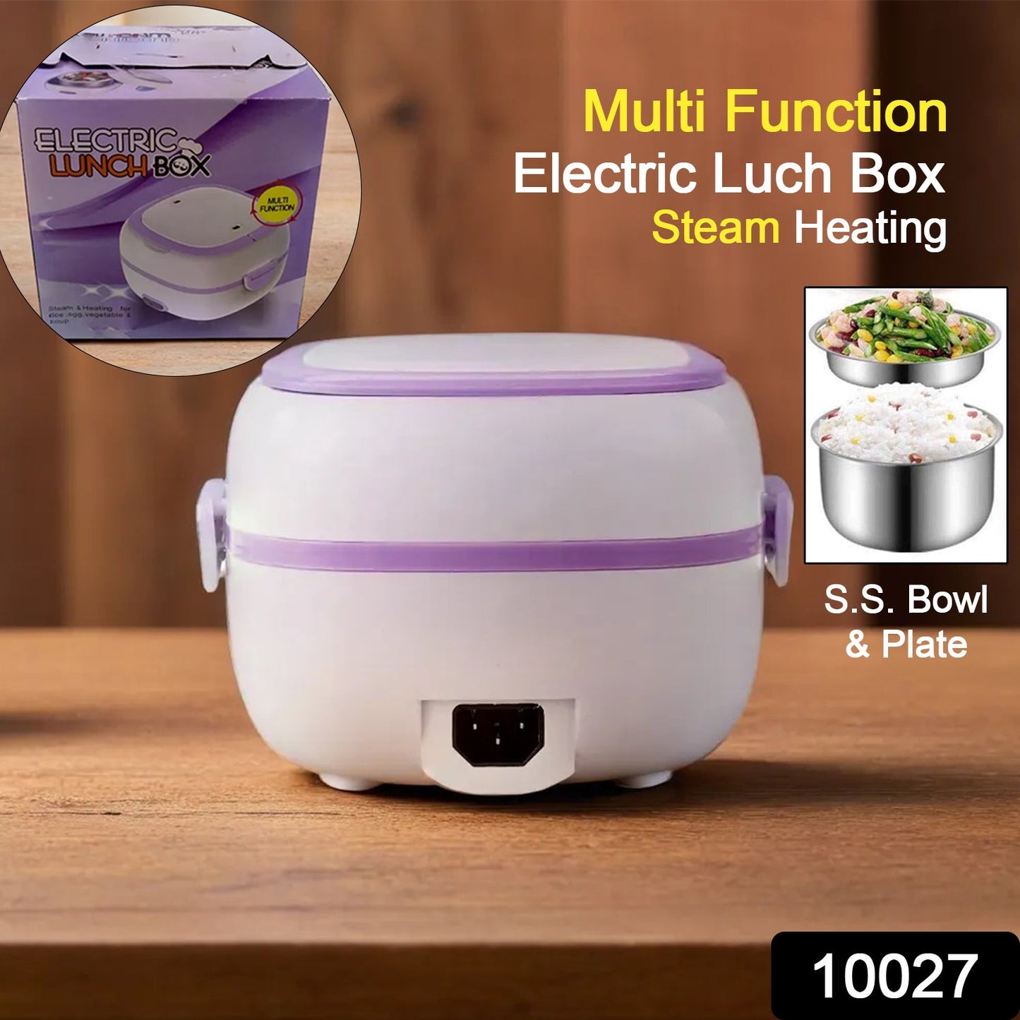 Electric Lunch Box Portable Food Warmer Food Heating Lunch Box Removable Food-Grade Stainless Steel Compartments, 220V 200W, for Car, Truck, officeÂ