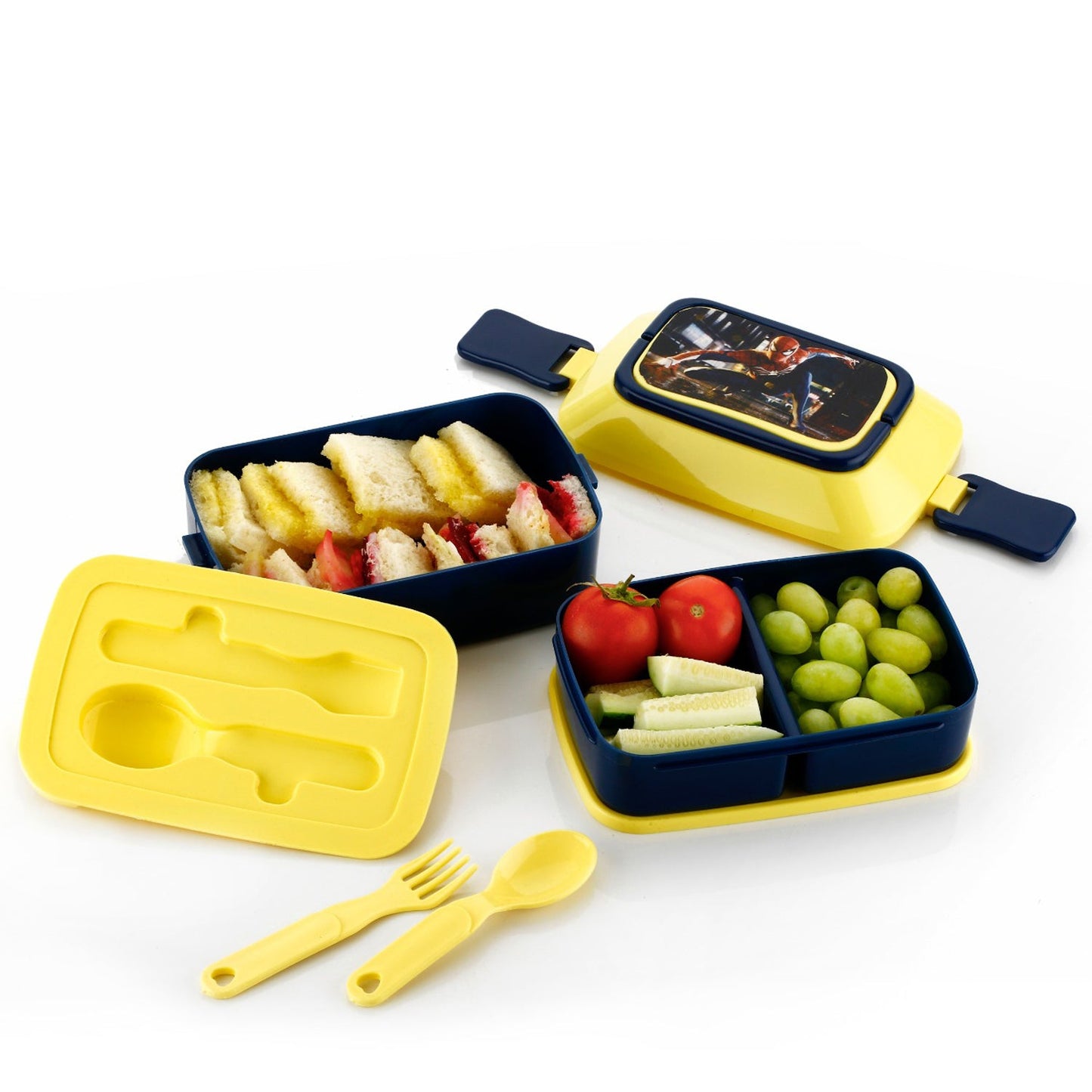 5621Â Double Layer Lunch Box Stylish Lid Lunch Box With Fork & Spoon Lunch Box For Children School Lunch BoxÂ
