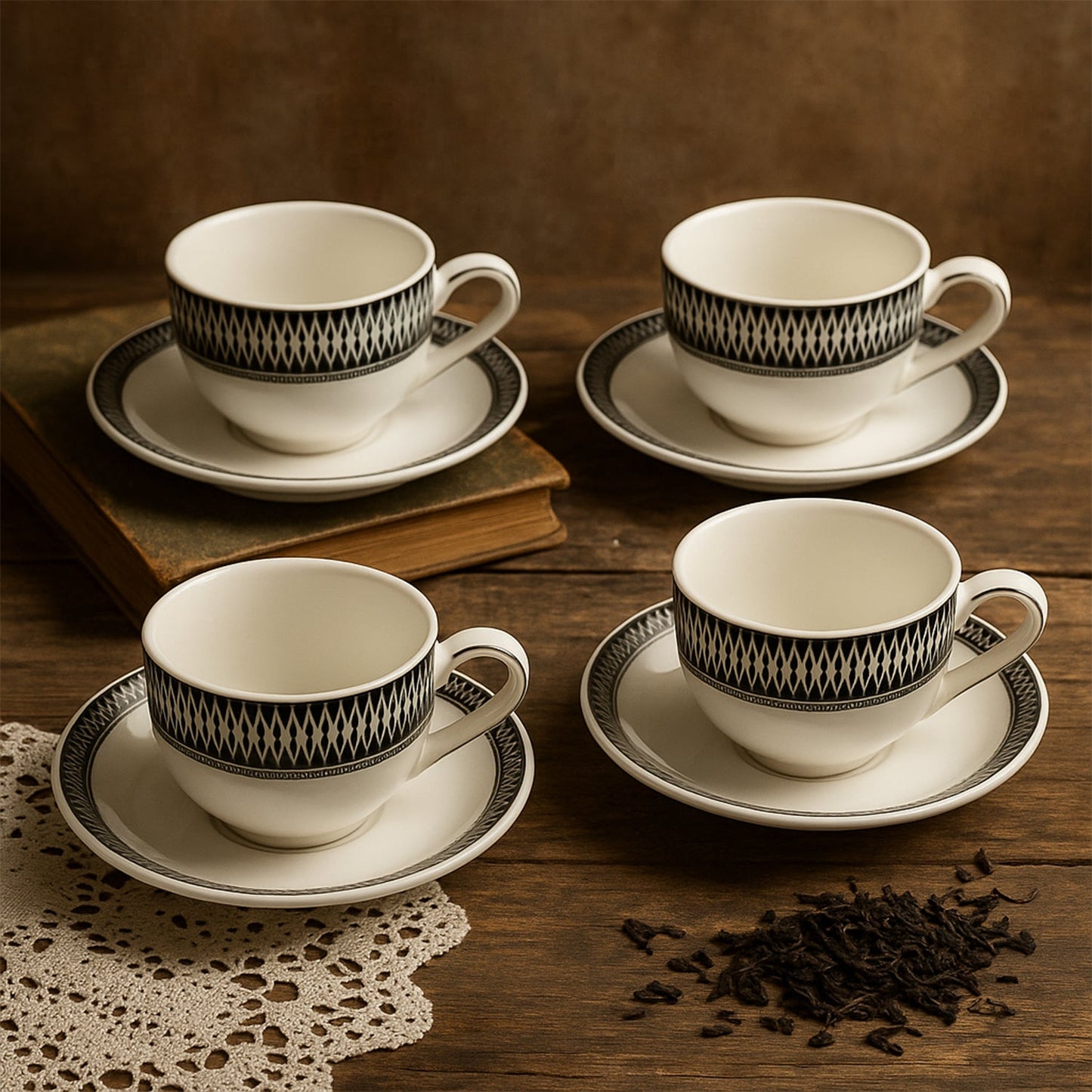 Ceramic Tea / cups and Saucer / Rakabi Set of 12 Pcs Diwali Special