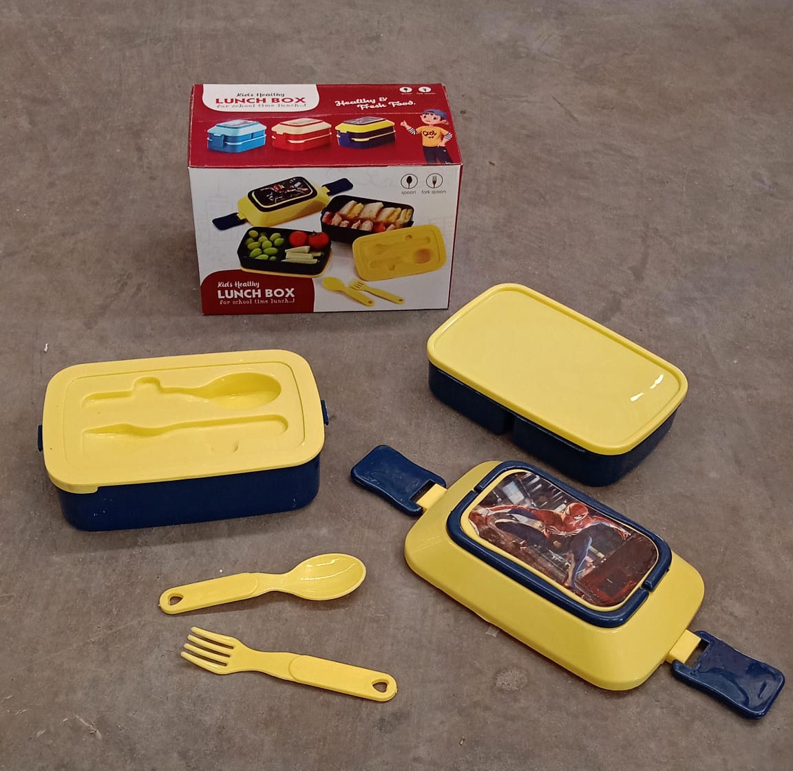 5621Â Double Layer Lunch Box Stylish Lid Lunch Box With Fork & Spoon Lunch Box For Children School Lunch BoxÂ