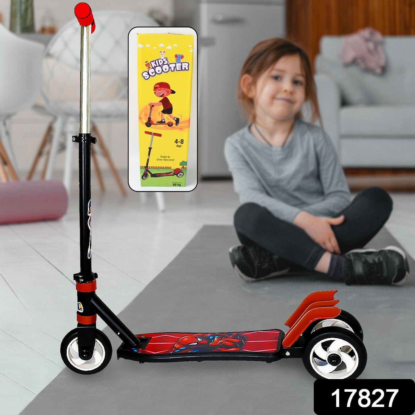 Basic Kids Ride On Leg Push Scooter for Boys and Girls (4 - 8 Years Old Kids) Foldable Scooter Cycle with Height Adjustment for Boys and Girls Multicolor (1 Pc / 3 Wheel)Â