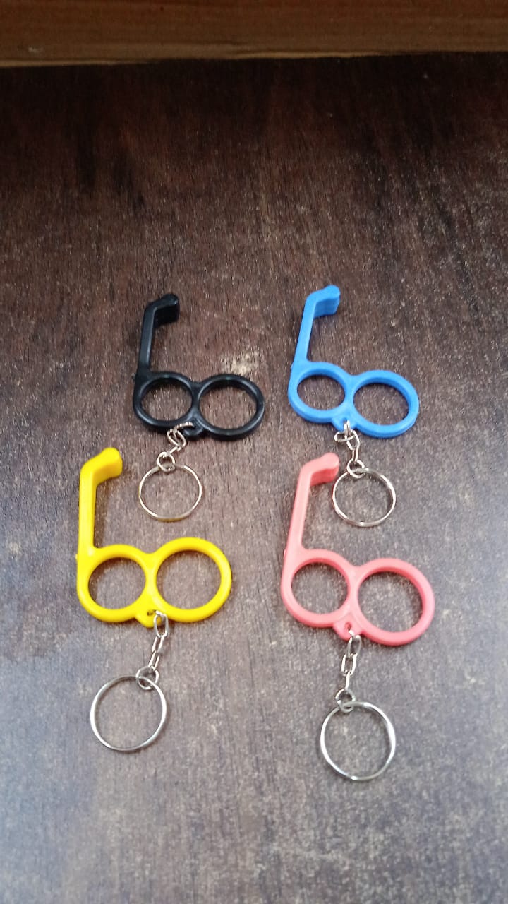 2-in-1 Plastic Dual-Finger Mobile Stand cum Keyring (1 Pc, Mixed Color)