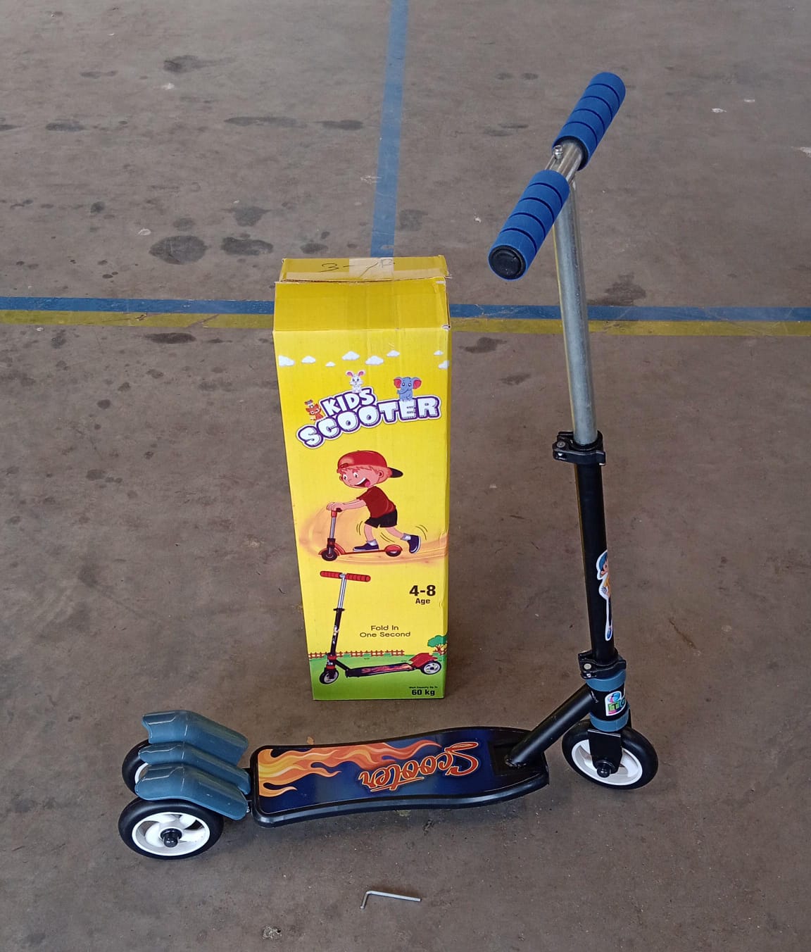 Basic Kids Ride On Leg Push Scooter for Boys and Girls (4 - 8 Years Old Kids) Foldable Scooter Cycle with Height Adjustment for Boys and Girls Multicolor (1 Pc / 3 Wheel)Â