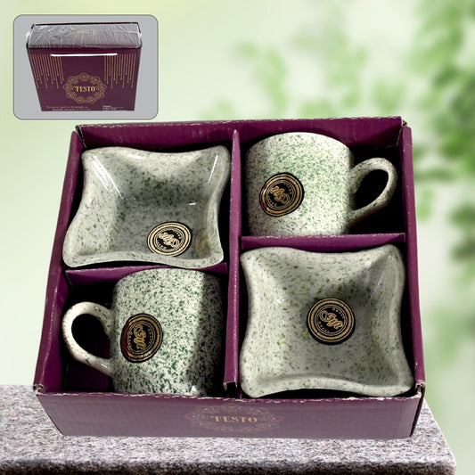 Ceramic Tea / cups / Mug Set Including Snacks / Serving Bowl Milk Cup, Coffee Cup, Tea Cup, Breakfast Cup, Drinking Mug or Outdoor for Household, Gift for Birthday, Wedding Party (4 Pcs set) Diwali Special