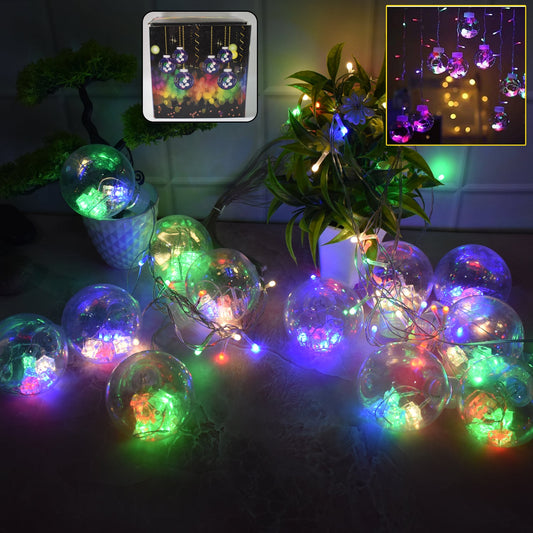 12  Wish Balls Window Curtain String Lights with 8 Flashing Modes Decoration for Home Decoration, Diwali & Wedding LED Christmas Light Indoor and Outdoor Light ,Festival Decoration (Plastic, Multi Color) Diwali Special