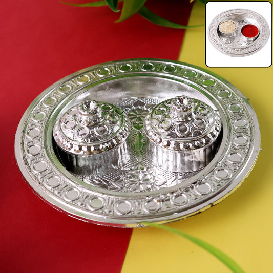 Round Shape Special Puja Thali, Kumkum Thali Holder (1 Pc / Small) Diwali Special