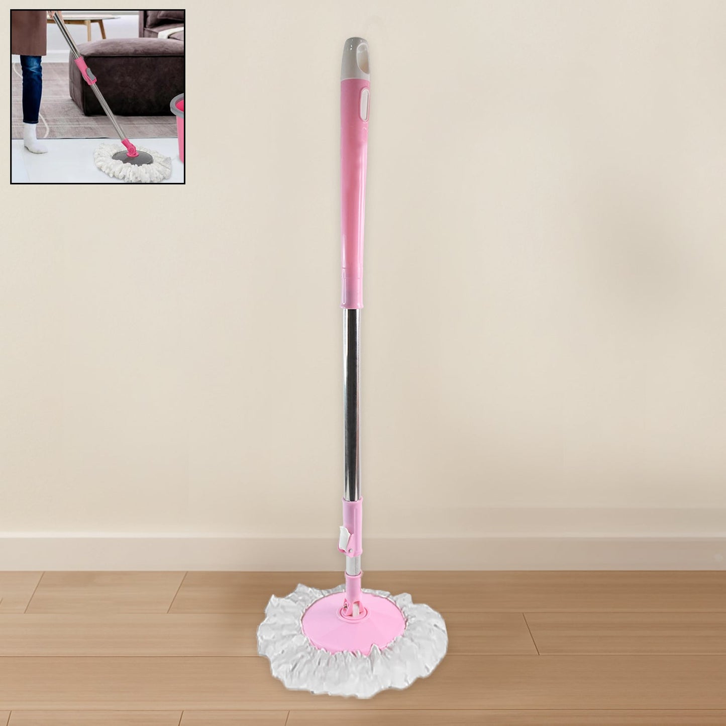 Home Cleaning Stainless Steel 360Â° Rotating Pole - Microfiber Mop with Adjustable Rod Stick Mix Color)