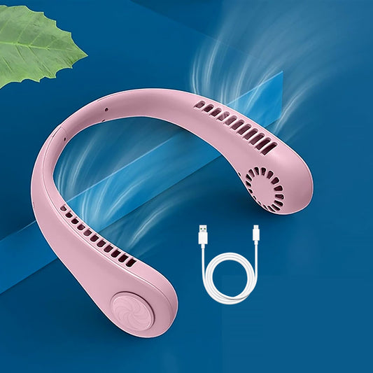 Portable Neck Fan: Holiday Hands Free Bladeless Neck Fan, 360Â° Cooling Hanging Fan, USB Rechargeable Personal Neck Fan, Wearable Neck Fan Suitable for Traveling