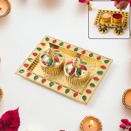Rakasha Bandhan Special Puja Thali, Kumkum Thali Holder, Pooja Return Gift, Indian Housewarming Gifts, Brother / Bhai / Bhabhi / Sister / Family   for Rakshabandhan, Diwali Diwali Special