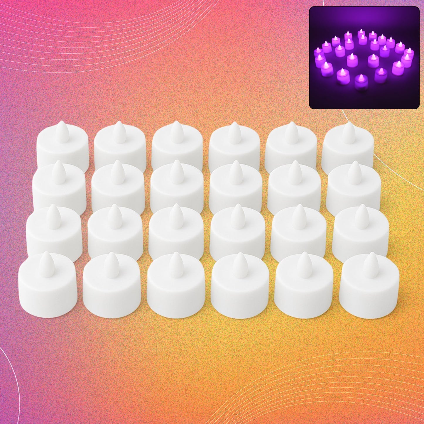 Flameless LED Tealights, Smokeless Plastic Decorative Candles - Led Tea Light Candle For Home Decoration, Diwali (Pack Of 24) Diwali Special