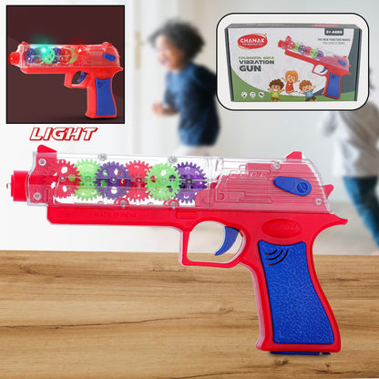 Plastic Gear Simulation Laser Toy Gun â€“ 3D Lights, Music & Rotating Gear (1 Pc, 3+ Years)