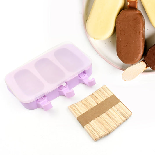 Silicone Sicle Molds â€“ DIY Ice Pops with Lids & 50 Sticks