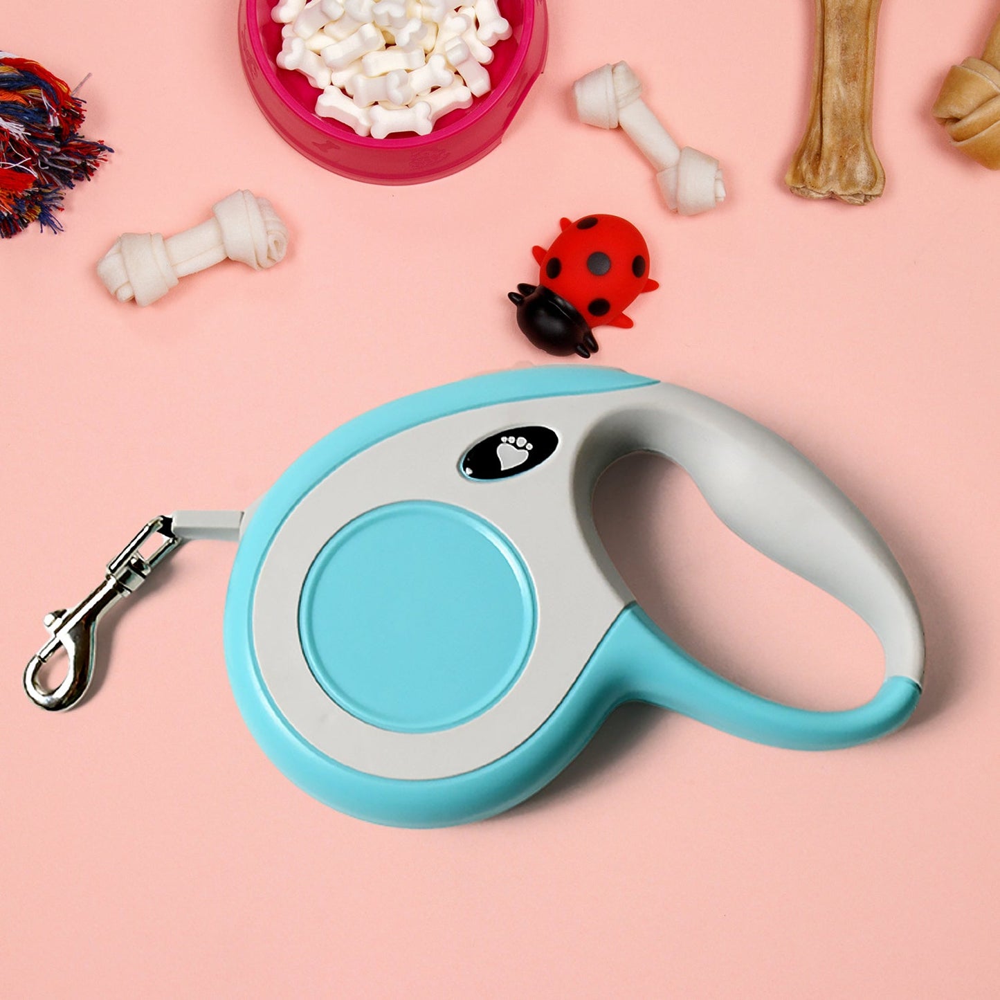 Retractable Dog Leash, Pet Walking Leash with Anti-Slip Handle, Strong Nylon Tape, Tangle-Free, One-Handed One Button Lock & Release, Suitable for Small / Medium Dog Or Cat, 16.5 ft (5 m)Â 