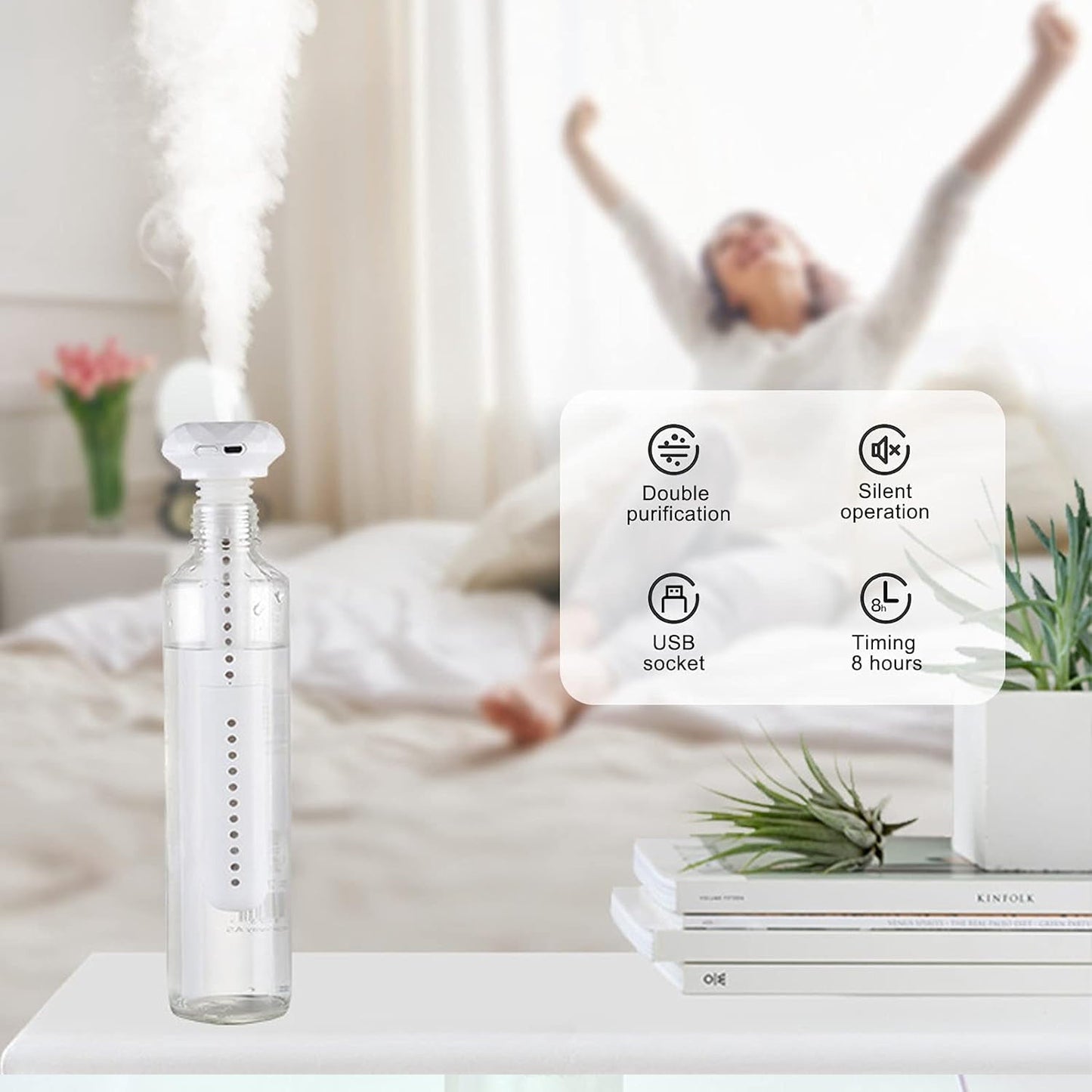 Mini Portable USB Humidifier â€“ Quiet Cool Mist for Car, Home, Office, Travel (1 Pc)