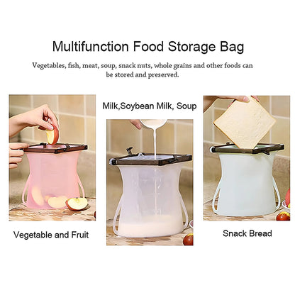 Reusable Silicone Food Bag – Leakproof, Flat Bottom, BPA-Free, Microwave & Dishwasher Safe