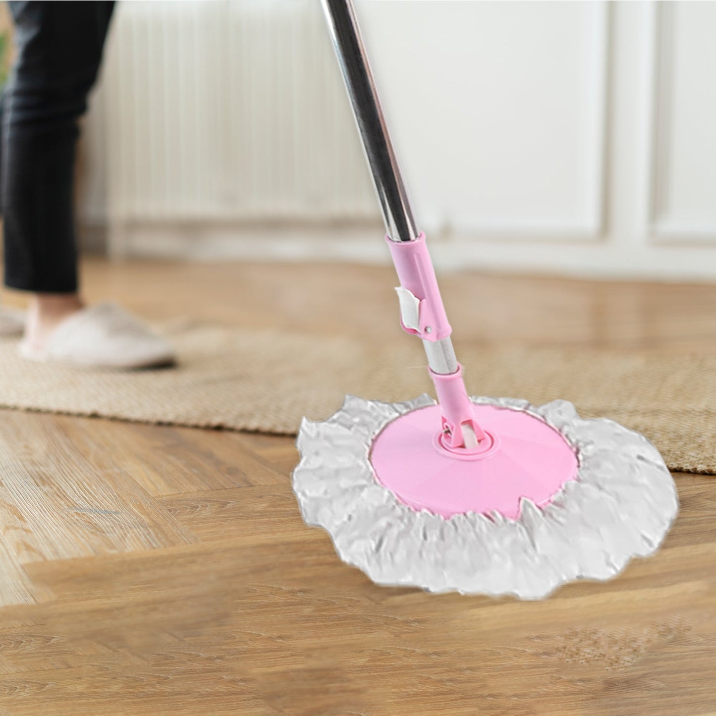 Home Cleaning Stainless Steel 360Â° Rotating Pole - Microfiber Mop with Adjustable Rod Stick Mix Color)