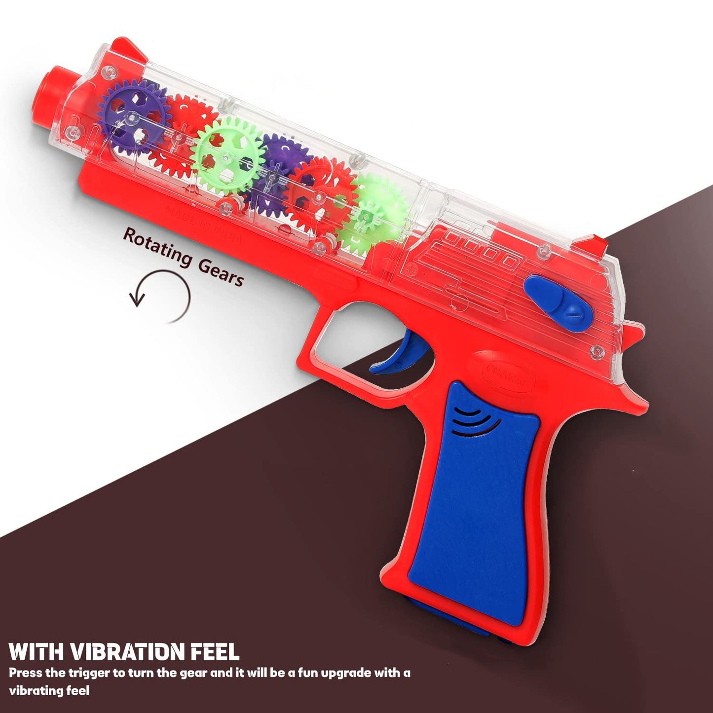Plastic Gear Simulation Laser Toy Gun â€“ 3D Lights, Music & Rotating Gear (1 Pc, 3+ Years)