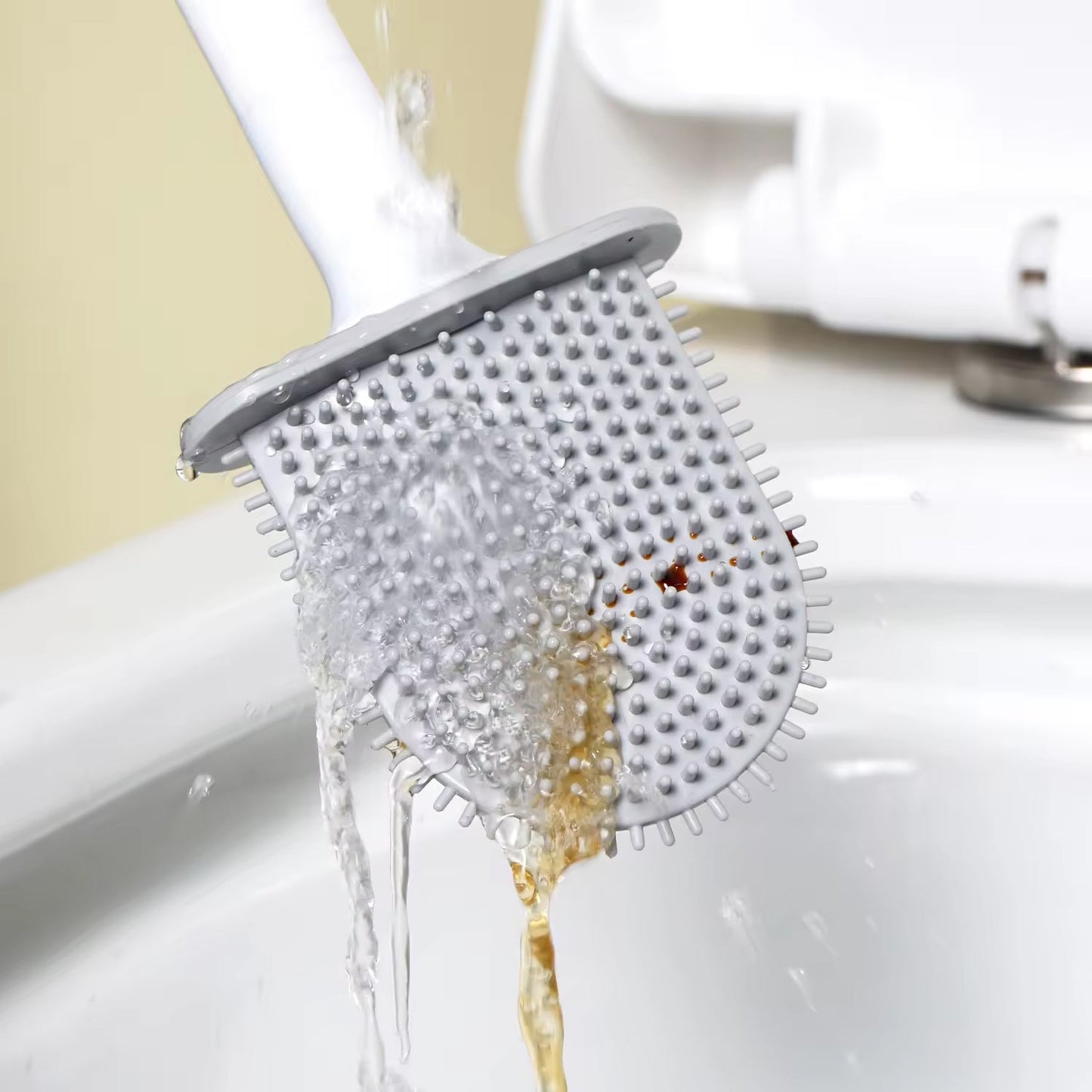Portable Silicone Toilet Brush â€“ Wall-Mounted, Anti-Drip Cleaner with Non-Slip Handle