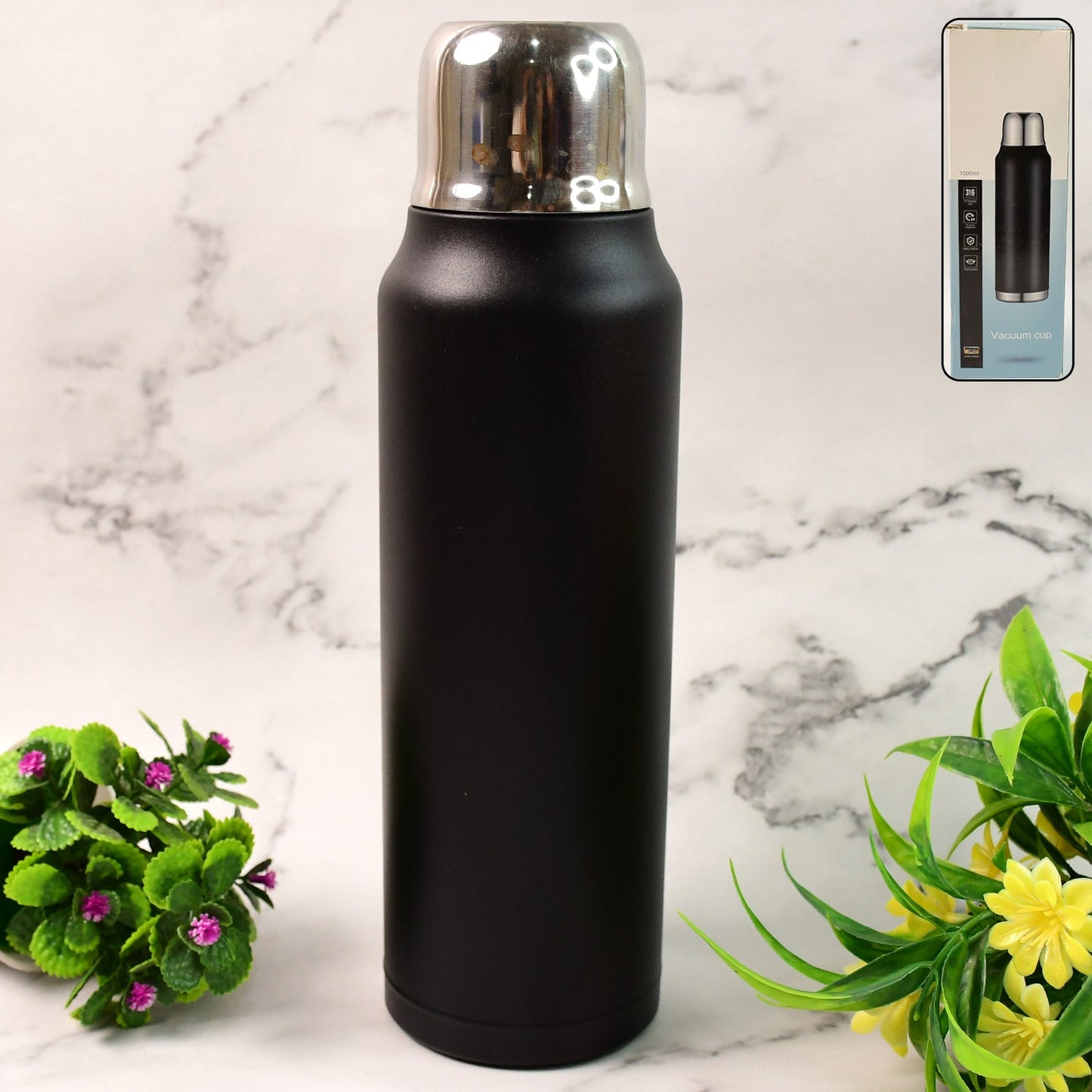 Stainless Steel Vacuum Water Bottle  â€“ Hot & Cold Insulated Flask (1000 ML Approx)