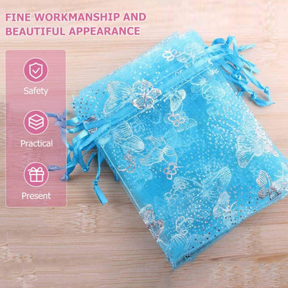 Organza Return Gift Bags Small Mesh Bags Drawstring Gift Bags Christmas Drawstring Organza Gift Bags, Wedding Party Festival Gift Bags, Jewellery Packing Pouch Dry Fruit Pouch 10Ã—12 Cm (100 Pcs Set)