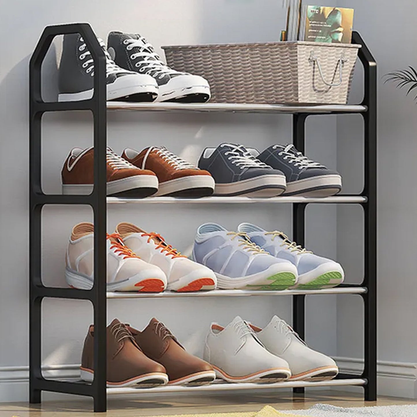 4 Layer Spaceâ€‘saving Shoes Show Rack Folding Shoe Rack (1 Pc)