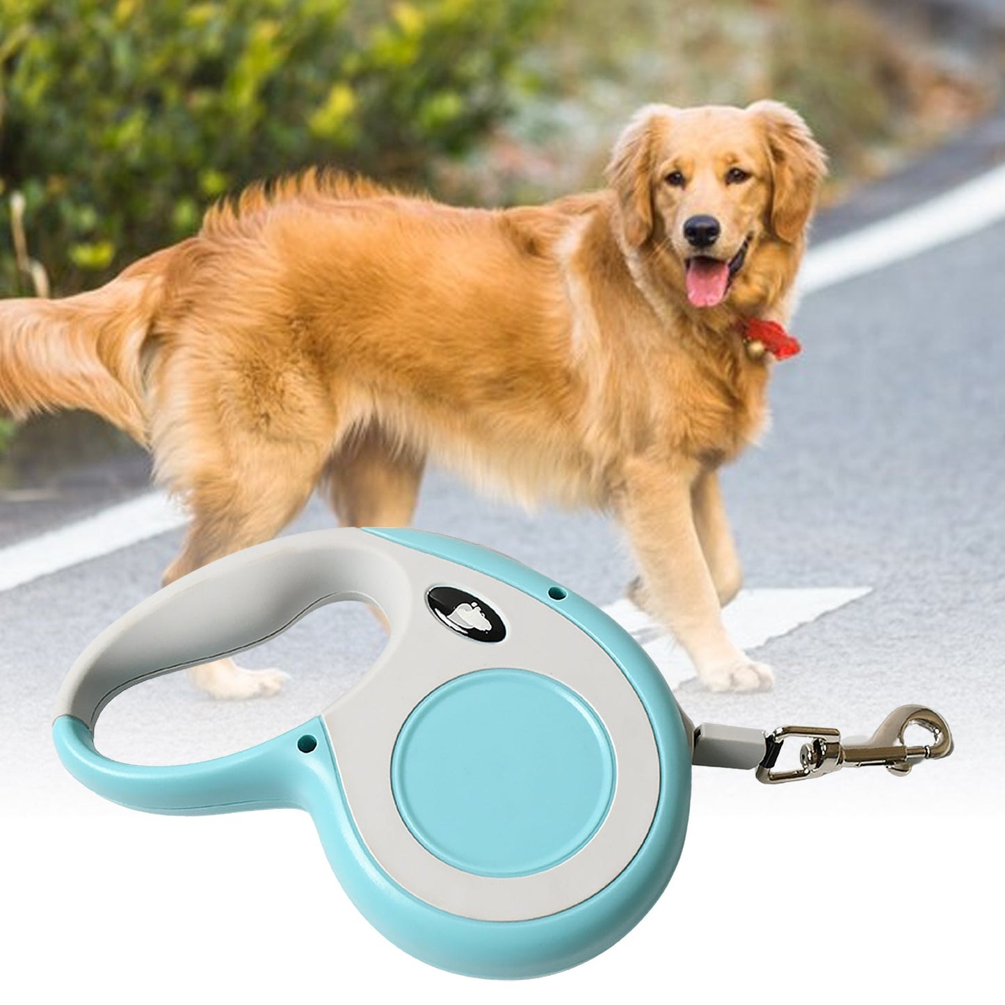 Retractable Dog Leash, Pet Walking Leash with Anti-Slip Handle, Strong Nylon Tape, Tangle-Free, One-Handed One Button Lock & Release, Suitable for Small / Medium Dog Or Cat, 16.5 ft (5 m)Â 