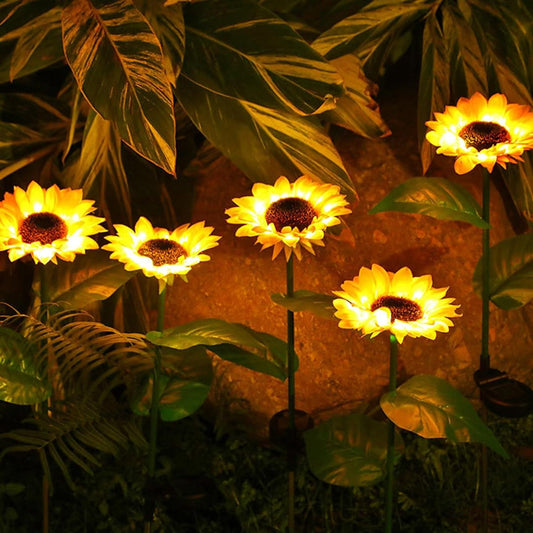 2 Pc Outdoor Solar Sunflower Lights Intelligent Light Control Waterproof Garden Landscape Stake Light Diwali Special