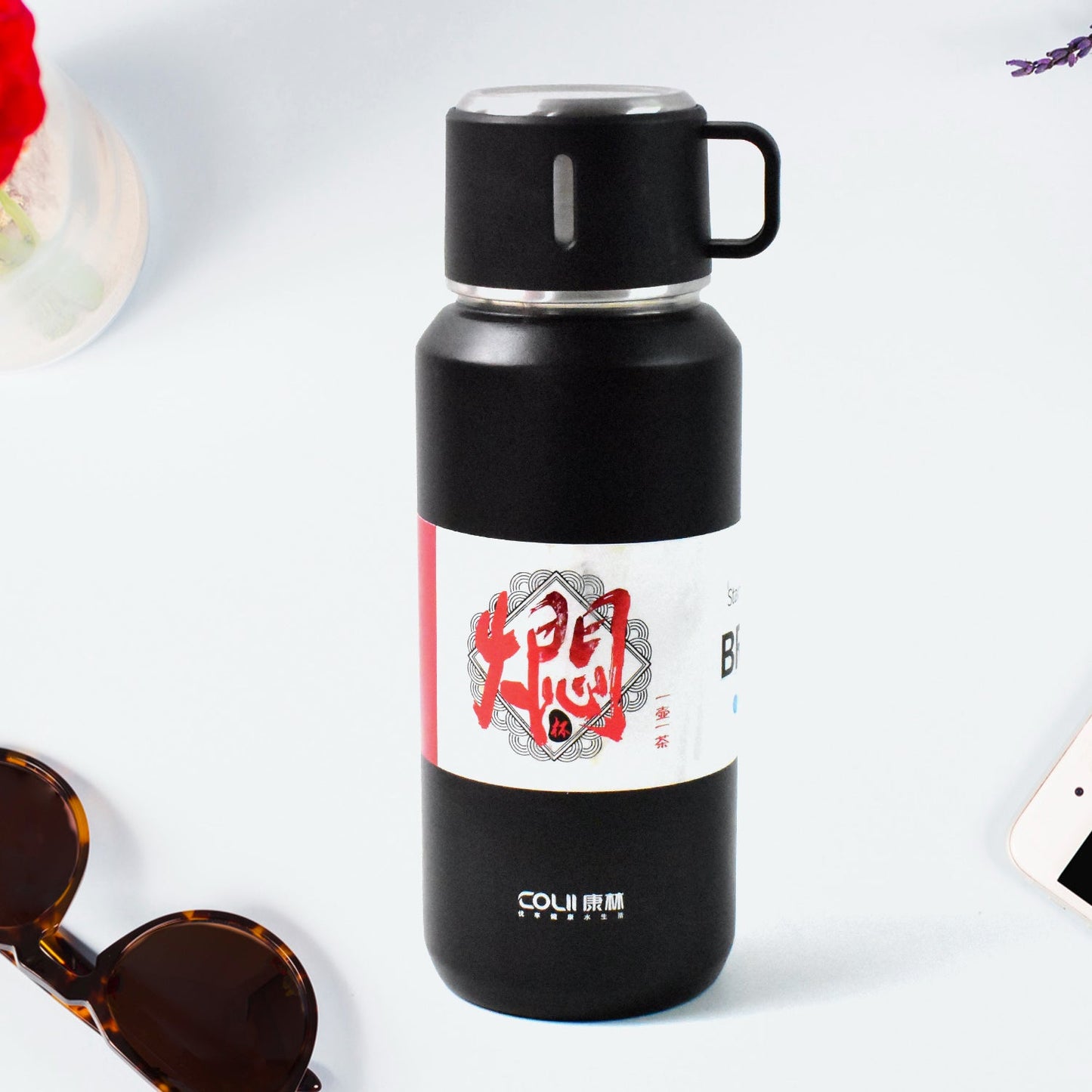 Stainless Steel Vacuum Insulated Water Bottle â€“ 900ML Approx, Leak-Proof, Wide Mouth with Hanging Strap (Mix Color)