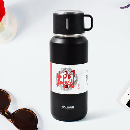 Stainless Steel Vacuum Insulated Water Bottle â€“ 900ML Approx, Leak-Proof, Wide Mouth with Hanging Strap (Mix Color)