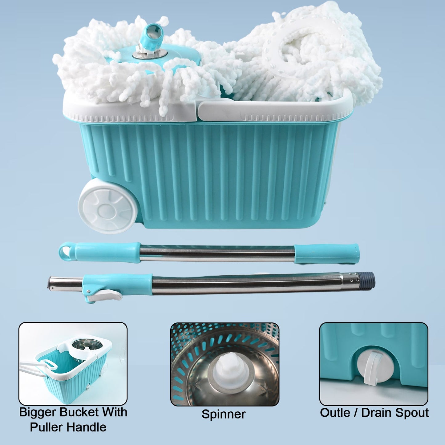 Apex Magic 360Â° Spin Mop Cleaning System with Stainless Steel Spinner