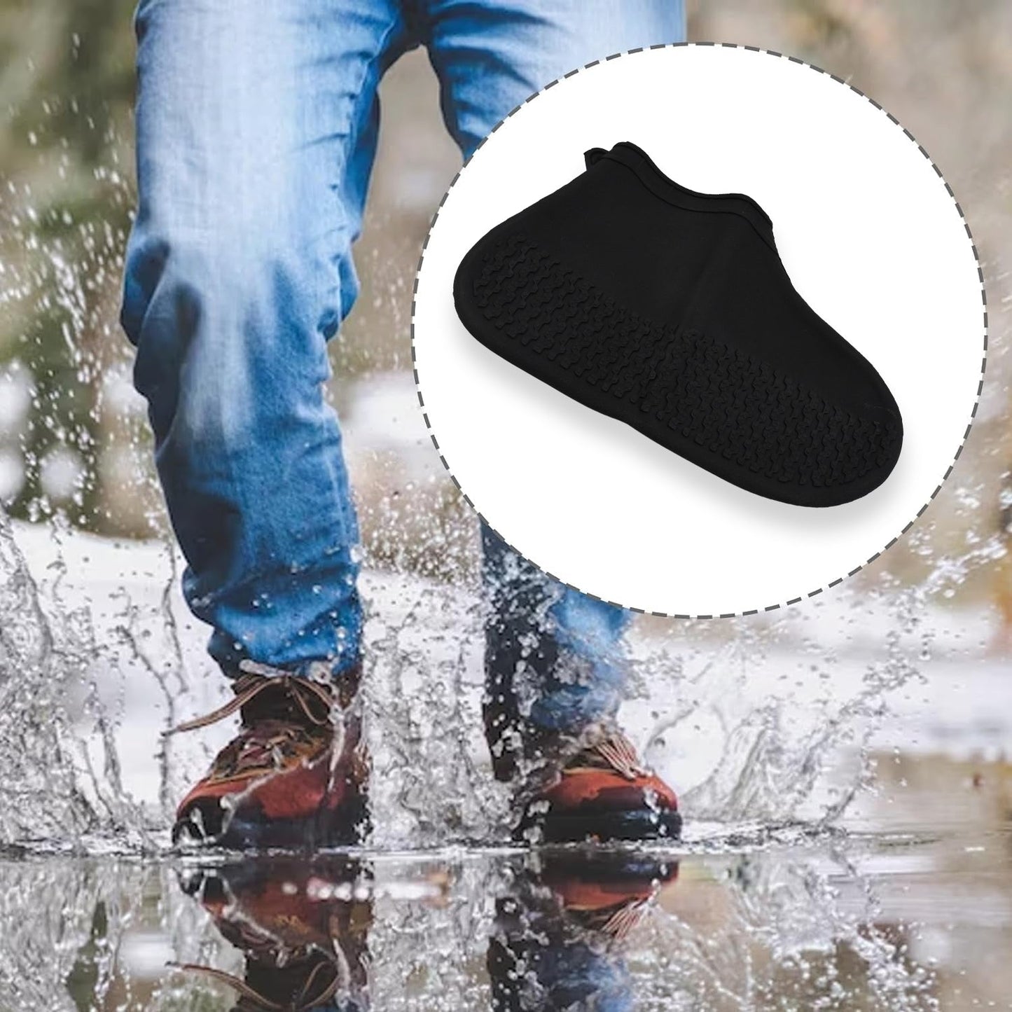 Non-Slip Silicone Rain Reusable Anti skid Waterproof Fordable Boot Shoe Cover (Small Size / 1 Pair / Mix Color)