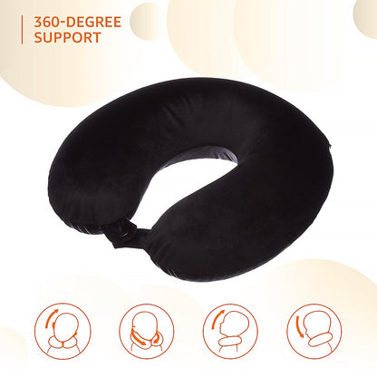 8512Â 3 in 1 Comfortable Travel Sleeping Kit, Neck Pillow, Eye Mask & Ear Plug Set Inflatable Plane Sleeping Pillow Head Neck Support Pillows for Travel Airplane Office, Black