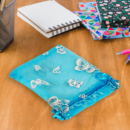 Organza Return Gift Bags Small Mesh Bags Drawstring Gift Bags Christmas Drawstring Organza Gift Bags, Wedding Party Festival Gift Bags, Jewellery Packing Pouch Dry Fruit Pouch 10Ã—12 Cm (100 Pcs Set)