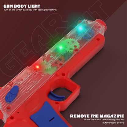 Plastic Gear Simulation Laser Toy Gun â€“ 3D Lights, Music & Rotating Gear (1 Pc, 3+ Years)
