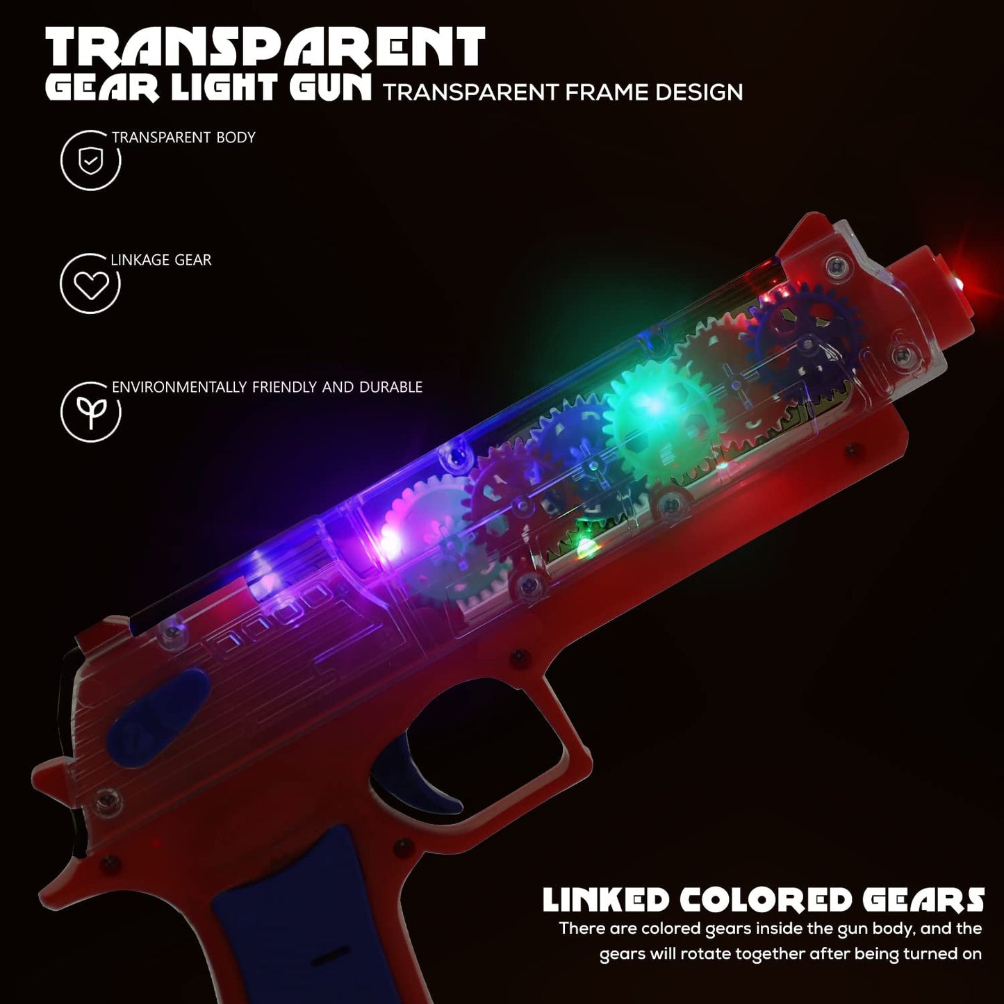 Plastic Gear Simulation Laser Toy Gun â€“ 3D Lights, Music & Rotating Gear (1 Pc, 3+ Years)