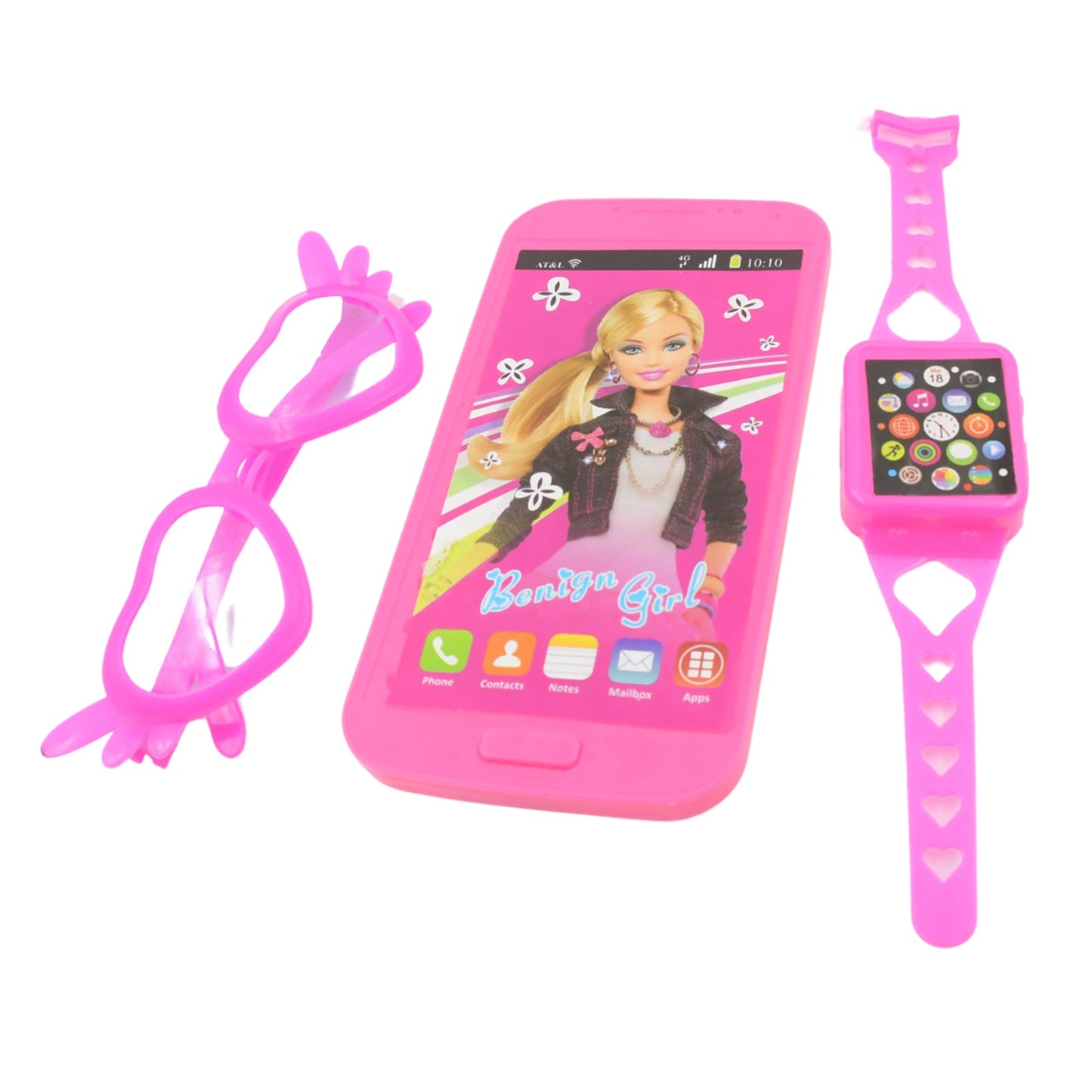 Barbiee Musical Phone, Watch & Glasses Set for Girls â€“ ABS Calling Toy (3-Piece, Battery Not Included)