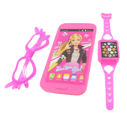 Barbiee Musical Phone, Watch & Glasses Set for Girls â€“ ABS Calling Toy (3-Piece, Battery Not Included)