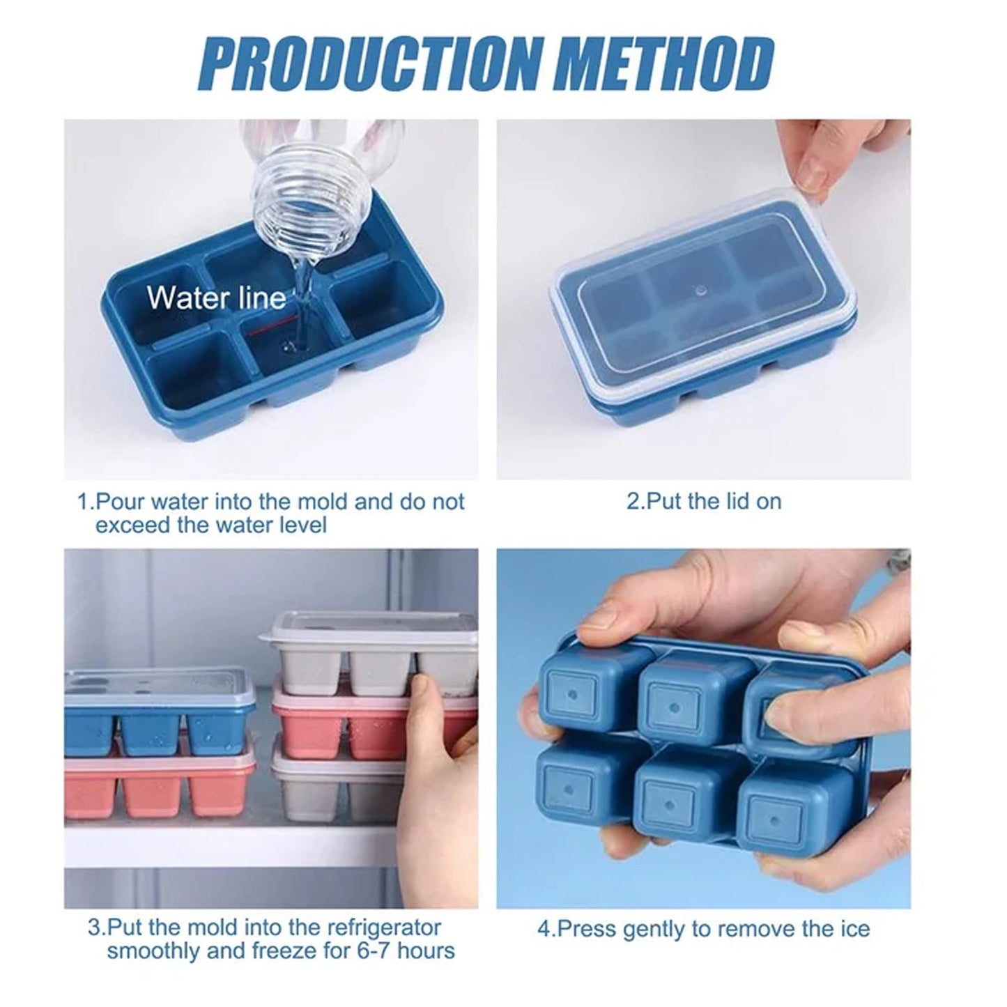 6-Cavity Silicone Ice Tray â€“ Ideal for Kitchen & Home Use