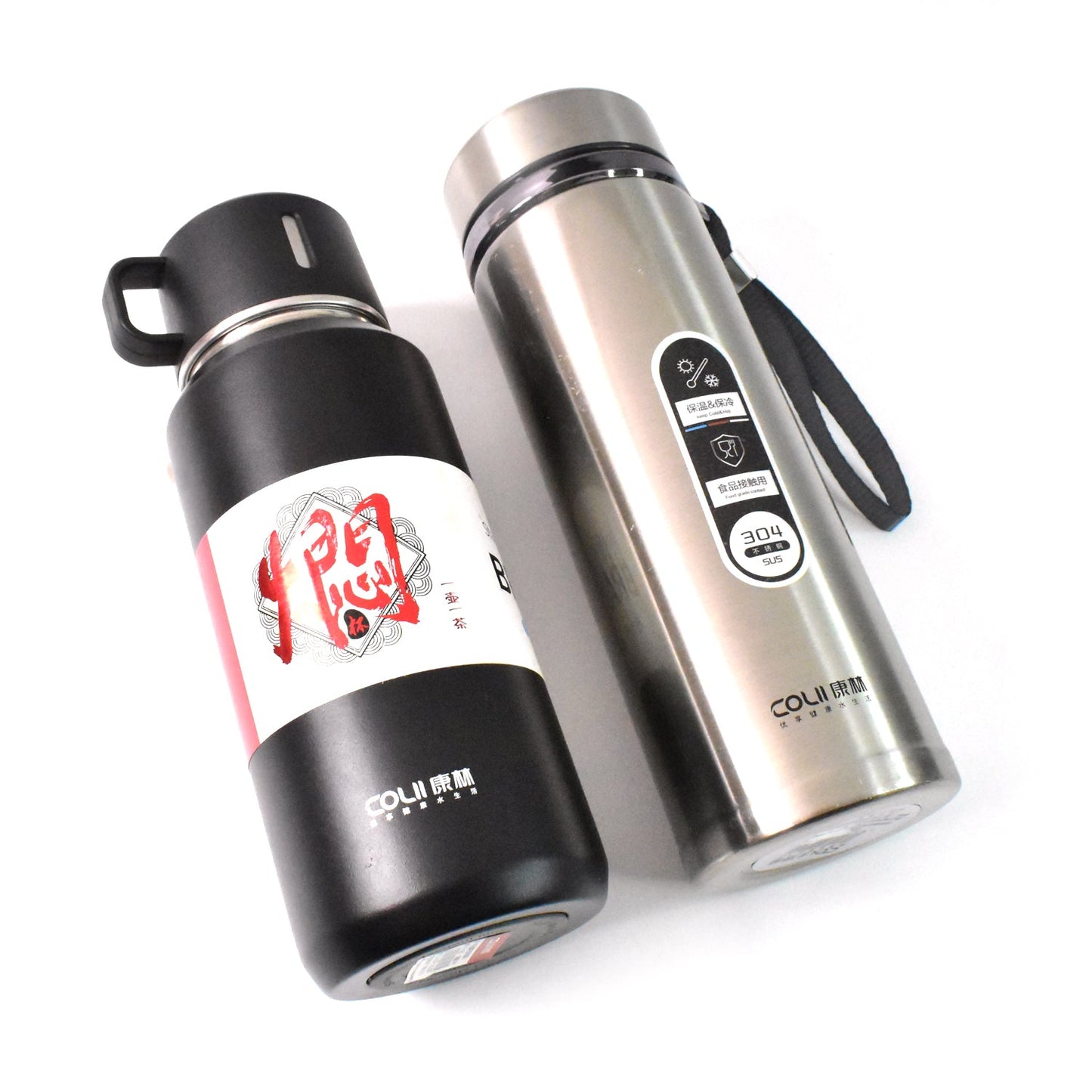 Stainless Steel Vacuum Insulated Water Bottle â€“ 900ML Approx, Leak-Proof, Wide Mouth with Hanging Strap (Mix Color)