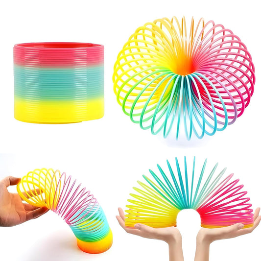 Rainbow Slinky Spring Toy – Compact, Portable Fun Toy for Kids & Adults, Great for Birthdays (1 Pc)