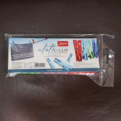 Durable Cloth Clips Set of 12 – Strong Grip Plastic Laundry Pegs with Stainless Steel Spring