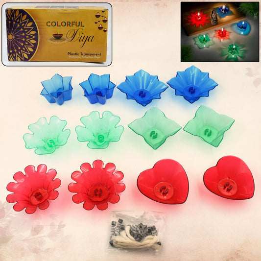 Magical Reflection Diya Set with 6 Attractive Design Cup Set Of 12 Pieces, Diwali Diwali Special