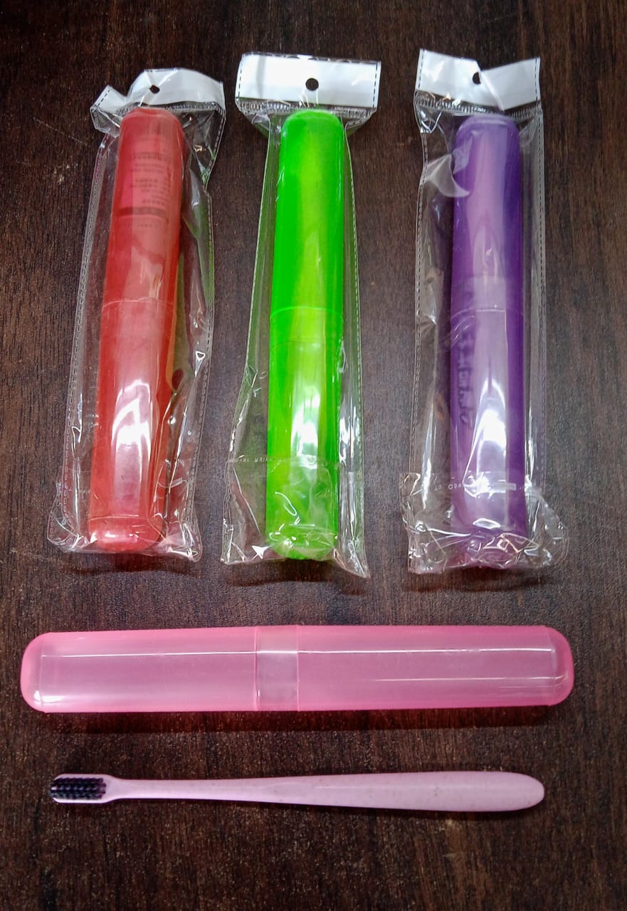 Soft Toothbrush With Toothbrush Cover Cleaner Scraper for Men and Women, Kids, AdultsÂ Plastic Toothbrush Cover / Case / Holder (1 Pc / Mix Color)